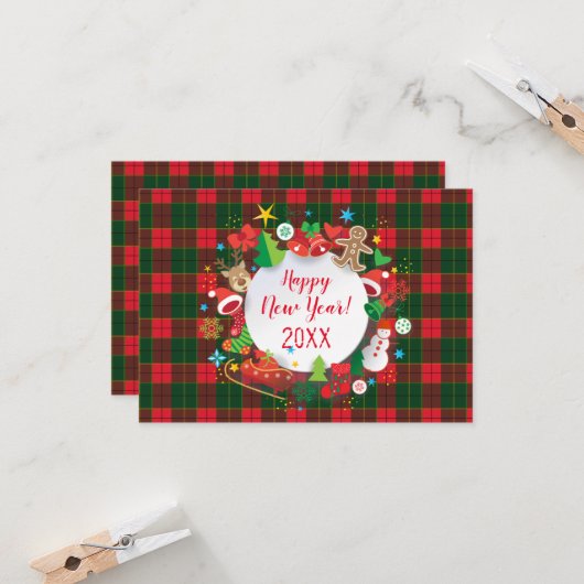 Weihnachten & Glückliches Neues Jahr 20XX! Schottl Karte (Vorderseite/Rückseite Beispiel)