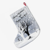 Weihnachten & Glückliches Neues Jahr! Monogrammtex Großer Weihnachtsstrumpf (Rückseite (Hängend))