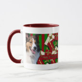 Weihnachten - glückliches Pawlidays - Sheltie Tasse (Links)