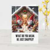 Weihnachten: Gnome beim Lebkuchenmann Karte (Gelbe Blume)