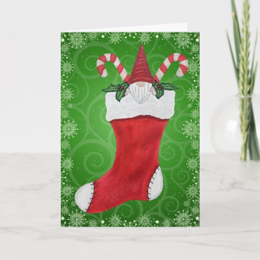 Weihnachten Gnome Candy Canes Holly in Roter Strum (Vorderseite)