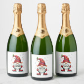 Weihnachten Gnome Dancing Gnome Familie Weihnachte Schaumweinetikett (Flaschen)