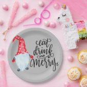 Weihnachten Gnome essen Drink froh sein Pappteller (Party)