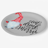 Weihnachten Gnome essen Drink froh sein Pappteller (Schrägansicht)