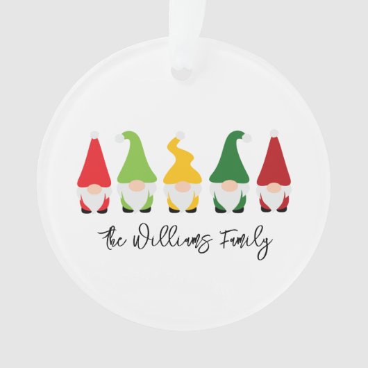 Weihnachten Gnome Familie NAME Festlicher Spaß Url Ornament (Vorderseite)