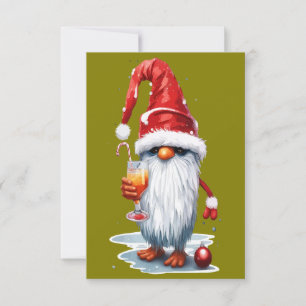 Weihnachten Gnome Gonk Holding a Glass Einladung