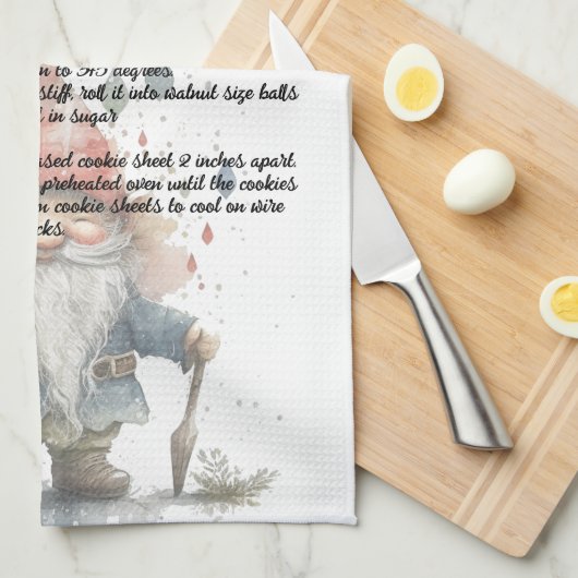 Weihnachten Gnome Rote Wasserfarbe Rezept Keepake Geschirrtuch (Viertel Falte)