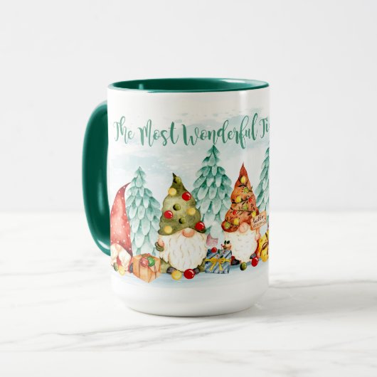 Weihnachten - Gnomen und Geschenke 2 Tone Kaffee T Tasse (Vorderseite Links)