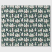 Weihnachten Gnomes Green Gold Trendy Skandinavien Geschenkpapier (Flach)