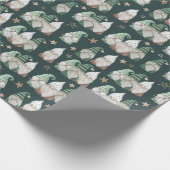 Weihnachten Gnomes Green Gold Trendy Skandinavien Geschenkpapier (Ecke)