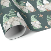 Weihnachten Gnomes Green Gold Trendy Skandinavien Geschenkpapier (Rolleneckpunkt)