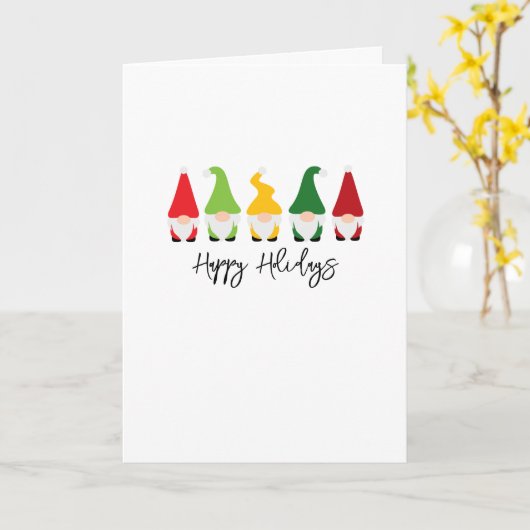 Weihnachten Gnomes Happy Holidays Festive Colorful Karte (Gelbe Blume)