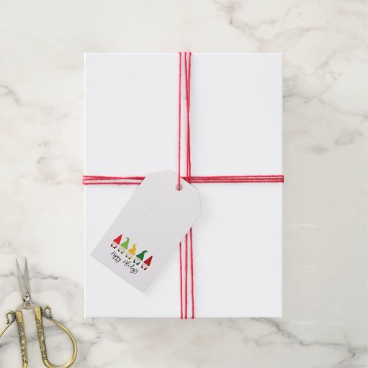 Weihnachten Gnomes Happy Holidays Fun Festival Geschenkanhänger (Mit Garn)