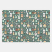 Weihnachten Gnomes White Green Gold Trendy Whimsic Geschenkpapier Set (Vorderseite 3)