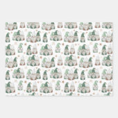 Weihnachten Gnomes White Green Gold Trendy Whimsic Geschenkpapier Set (Vorderseite 2)
