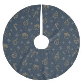 Weihnachten Gold Blue Candy Cane Geschenke Tree Polyester Weihnachtsbaumdecke (Vorderseite)