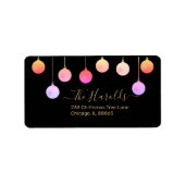 Weihnachten Gold Feierliche farbenfrohe Ornamente  Adressaufkleber (Vorne)