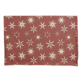 Weihnachten Gold Geo Stars - auf rotem Muster. Kissenbezug
