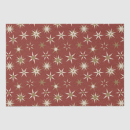 Weihnachten Gold Geo Stars - auf rotem Muster. Seidenpapier