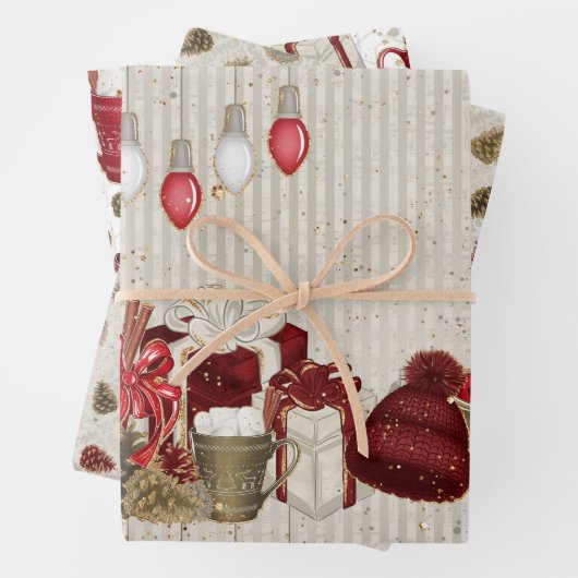 Weihnachten Gold Luxus Hot Chocolate Muster Geschenkpapier Set (Beispiel)