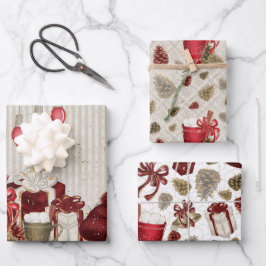 Weihnachten Gold Luxus Hot Chocolate Muster Geschenkpapier Set