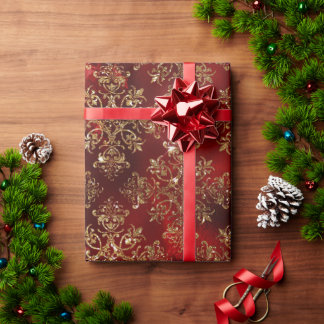 Weihnachten Gold Metallic Damask Elegante Geschenkpapier