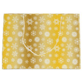 Weihnachten Gold mit weißen Schneeflocken Große Geschenktüte (Vorderseite)