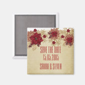 Weihnachten Gold/Roter Star Save the Date Magnet (Vorderseite/Rückseite)