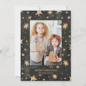 Weihnachten | Gold Stars auf dem Schwarzen Foto (Vorderseite)