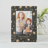 Weihnachten | Gold Stars auf dem Schwarzen Foto (Stehend Vorderseite)