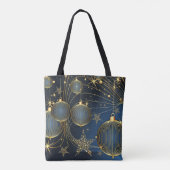 Weihnachten Golden Ornaments Navy Blue Holidays Ta Tasche (Rückseite)