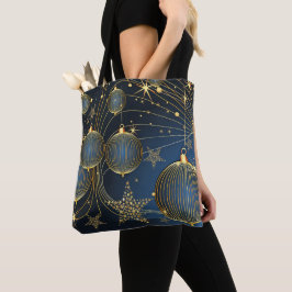 Weihnachten Golden Ornaments Navy Blue Holidays Ta Tasche