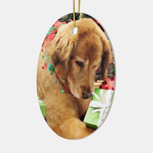 Weihnachten - golden retriever - Addison Keramikornament (Links)