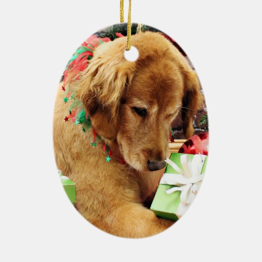 Weihnachten - golden retriever - Addison Keramikornament (Hinten)