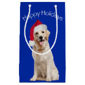 Weihnachten Golden Retriever auf blau Kleine Geschenktüte (Vorderseite)