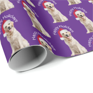 Weihnachten Golden Retriever auf Lila Geschenkpapier