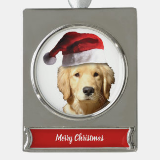 Weihnachten Golden Retriever Banner-Ornament Silber