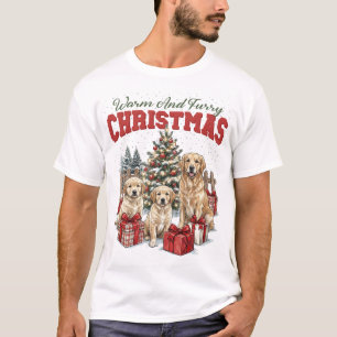 Weihnachten Golden Retriever Familie Feiertag T-Shirt