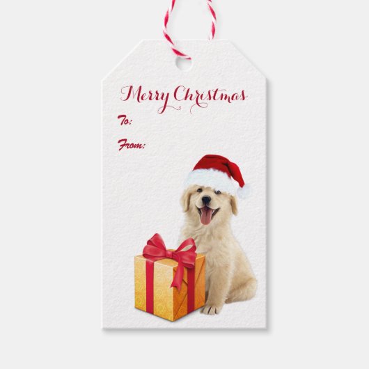 Weihnachten Golden Retriever Geschenkanhänger (Vorderseite)