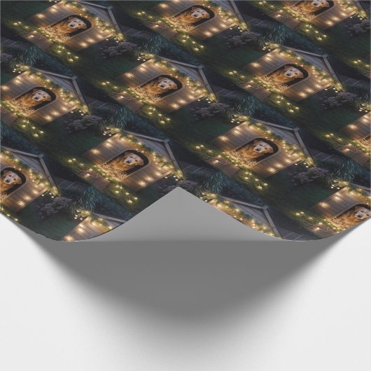 Weihnachten Golden Retriever in Doghouse Geschenkpapier (Ecke)