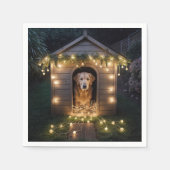 Weihnachten Golden Retriever in Doghouse Serviette (Vorderseite)