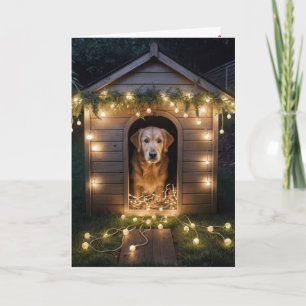 Weihnachten Golden Retriever In einem Doghouse