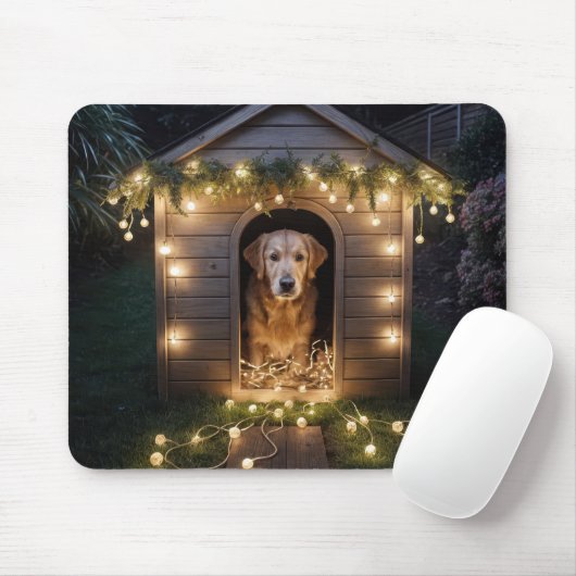 Weihnachten Golden Retriever In einem Doghouse Mousepad (Mit Mouse)