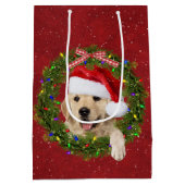 Weihnachten Golden Retriever in Rot Mittlere Geschenktüte (Rückseite)