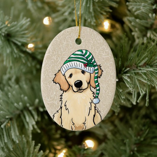 Weihnachten Golden Retriever Keramik Ornament (Baum)