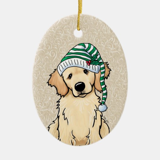 Weihnachten Golden Retriever Keramik Ornament (Vorne)