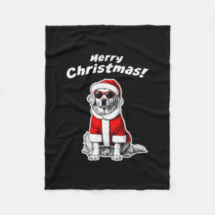 Weihnachten Golden Retriever Lustiger Santa Hund F Fleecedecke