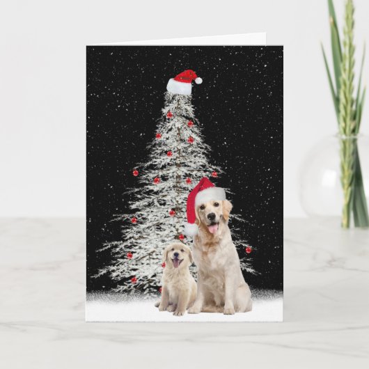 Weihnachten Golden Retriever mit Baum (Vorderseite)