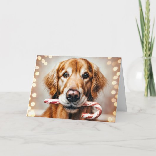 Weihnachten Golden Retriever mit Candy Cane (Vorderseite)