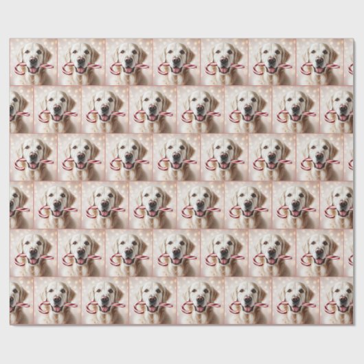 Weihnachten Golden Retriever mit Candy Cane Geschenkpapier (Flach)